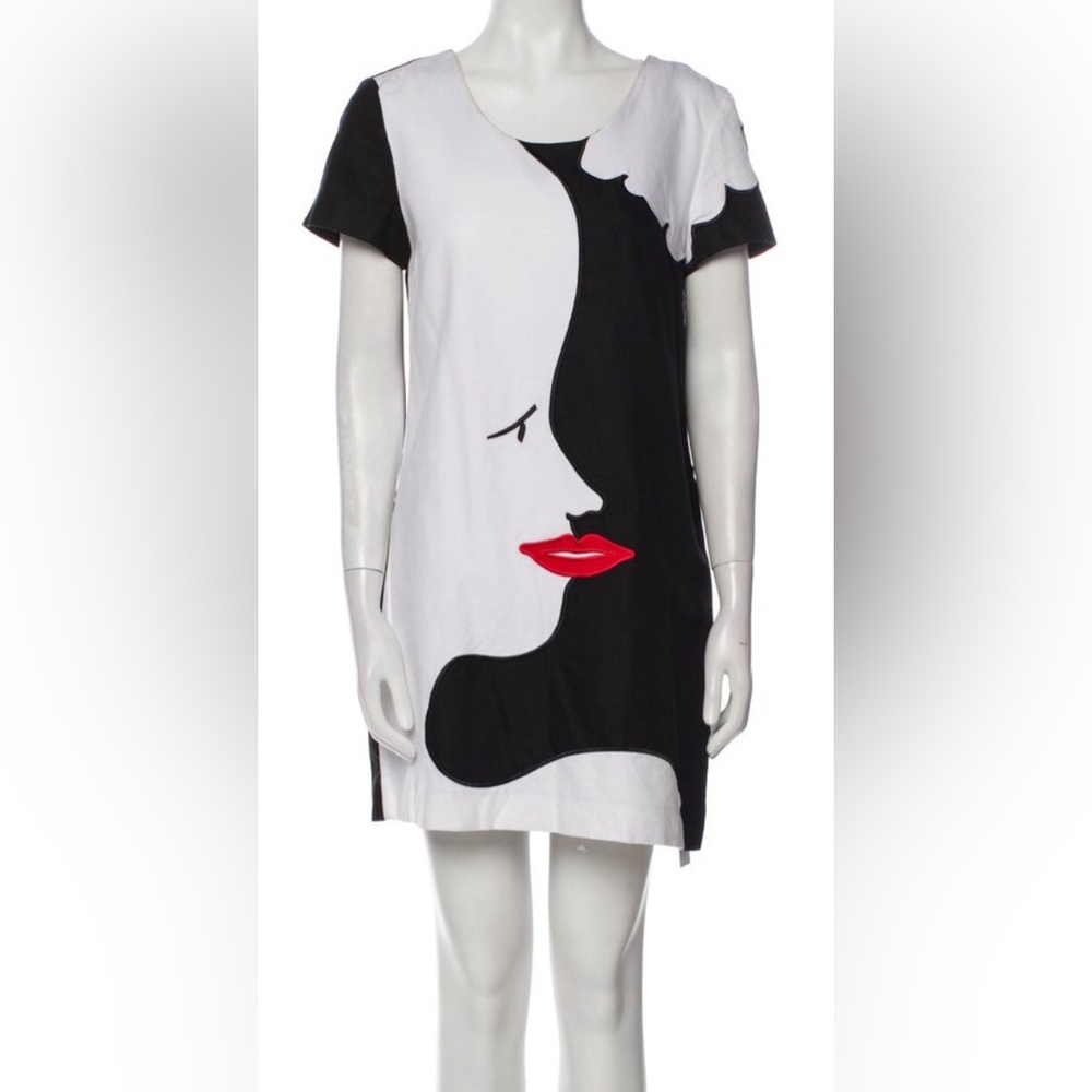 JC de CASTELBAJAC Paris Face Dress Profile Red Lips Kiss Designer High End XL 14